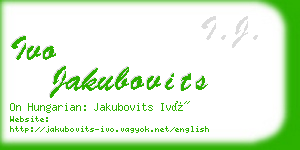 ivo jakubovits business card